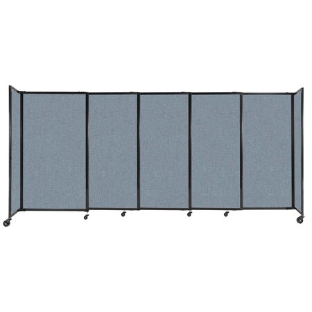 Versare StraightWall Sliding Portable Partition 11'3" x 5' Powder Blue Fabric 1460504